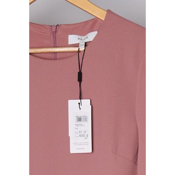 Reiss Myra Wrap Dress 8 Rose Pink Soft Girl Twee Minimalist Wedding Guest NWT - Picture 4 of 9
